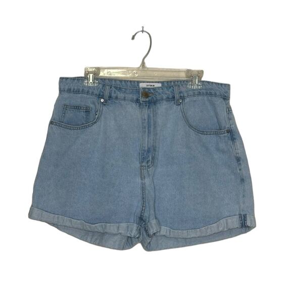 Cotton:On High Rise Flashback blue denim cuffed hem jean shorts size 12 - Picture 1 of 10